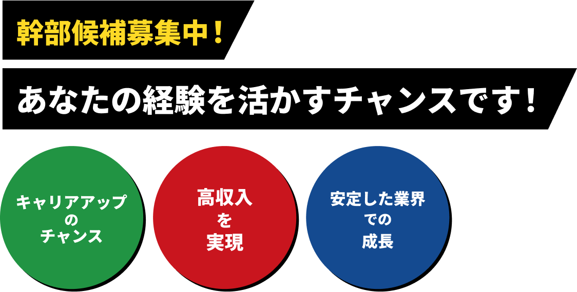 幹部候補募集中!あなたの経験を活かすチャンスです!